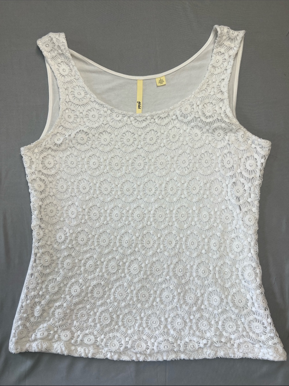 White Crochet Lace Scoop Neck Tank Top